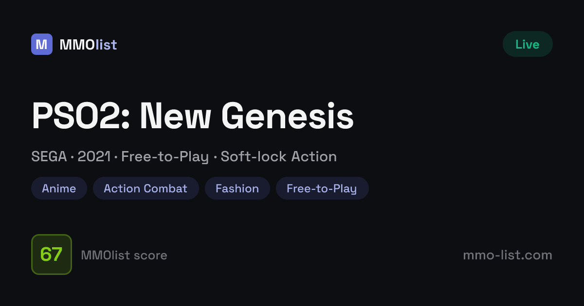 PSO2: New Genesis — Worth Playing in 2026? · MMOlist